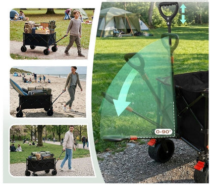 Ecotrek Foldable All-Terrain Wagon Cart 300L Heavy Duty Beach Cart XY3104