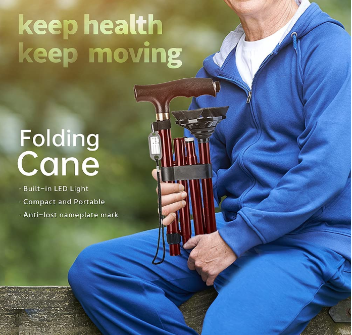 Walking Cane with LED Light Lightweight Portable Walking Sticks for Seniors