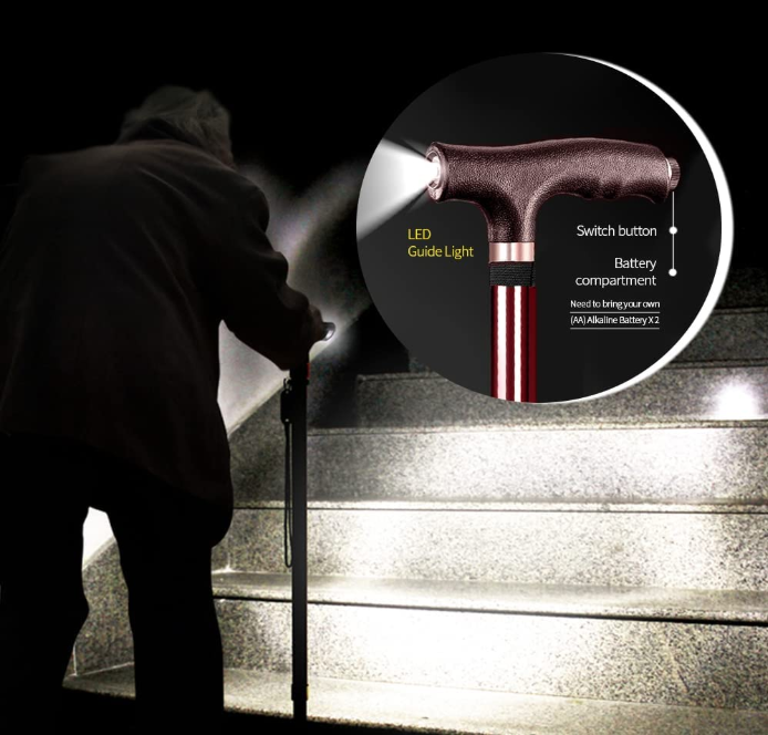 Walking Cane with LED Light Lightweight Portable Walking Sticks for Seniors