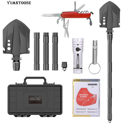 Multi-function Camping  Folding Shovel & Survival Tool Set with Hard Case