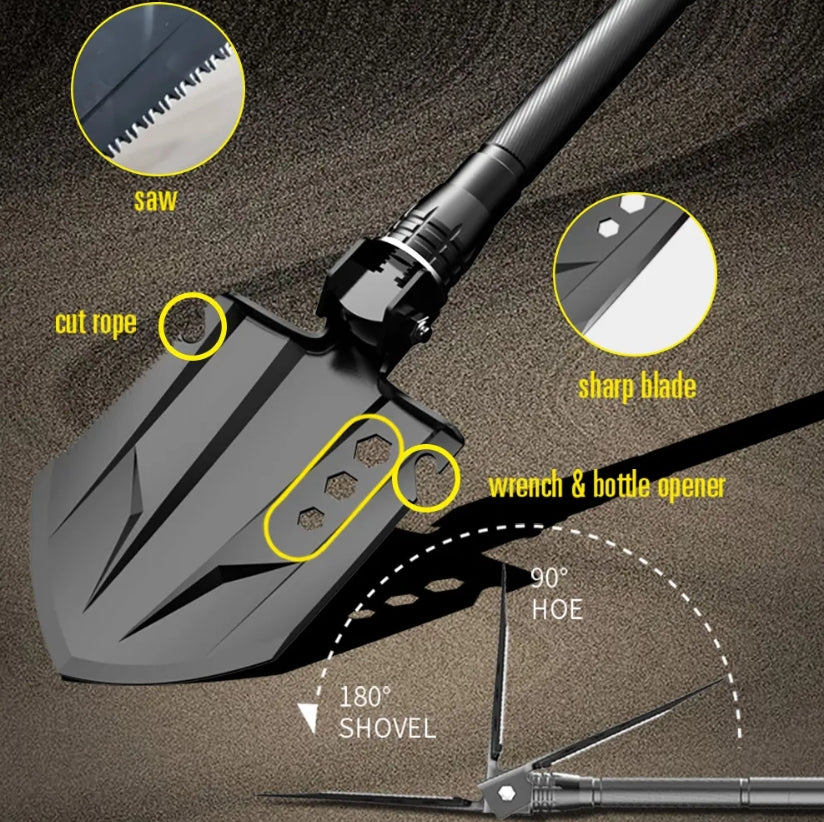 Multi-function Camping  Folding Shovel & Survival Tool Set with Hard Case