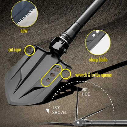 Multi-function Camping  Folding Shovel & Survival Tool Set with Hard Case
