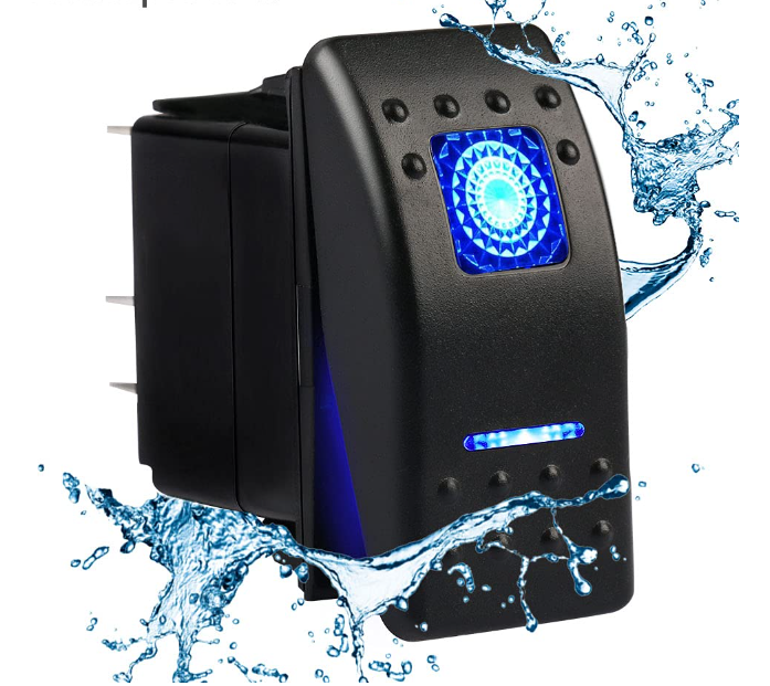 Waterproof Marine Boat Rocker Switch Toggle 12V 24V, 5 Pin SPST ON-Off Switch