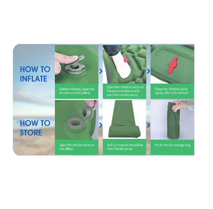 Ultralight 2 Person Inflatable Camping Sleeping Mat with Built-in Foot Pump and Pillow YFHW7016