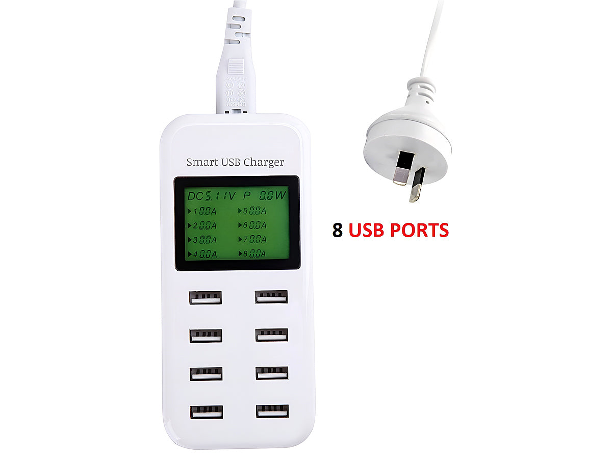 8-port USB Charger with LCD Display