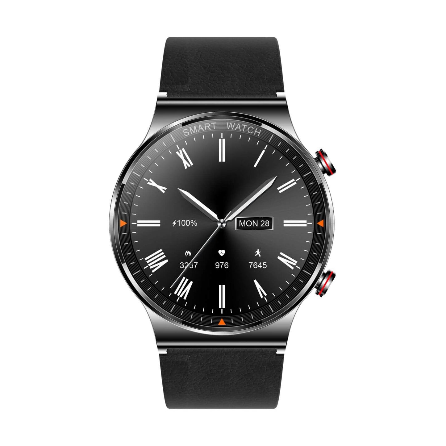 Black Smart Watch Leather Strap-Christmas Gift