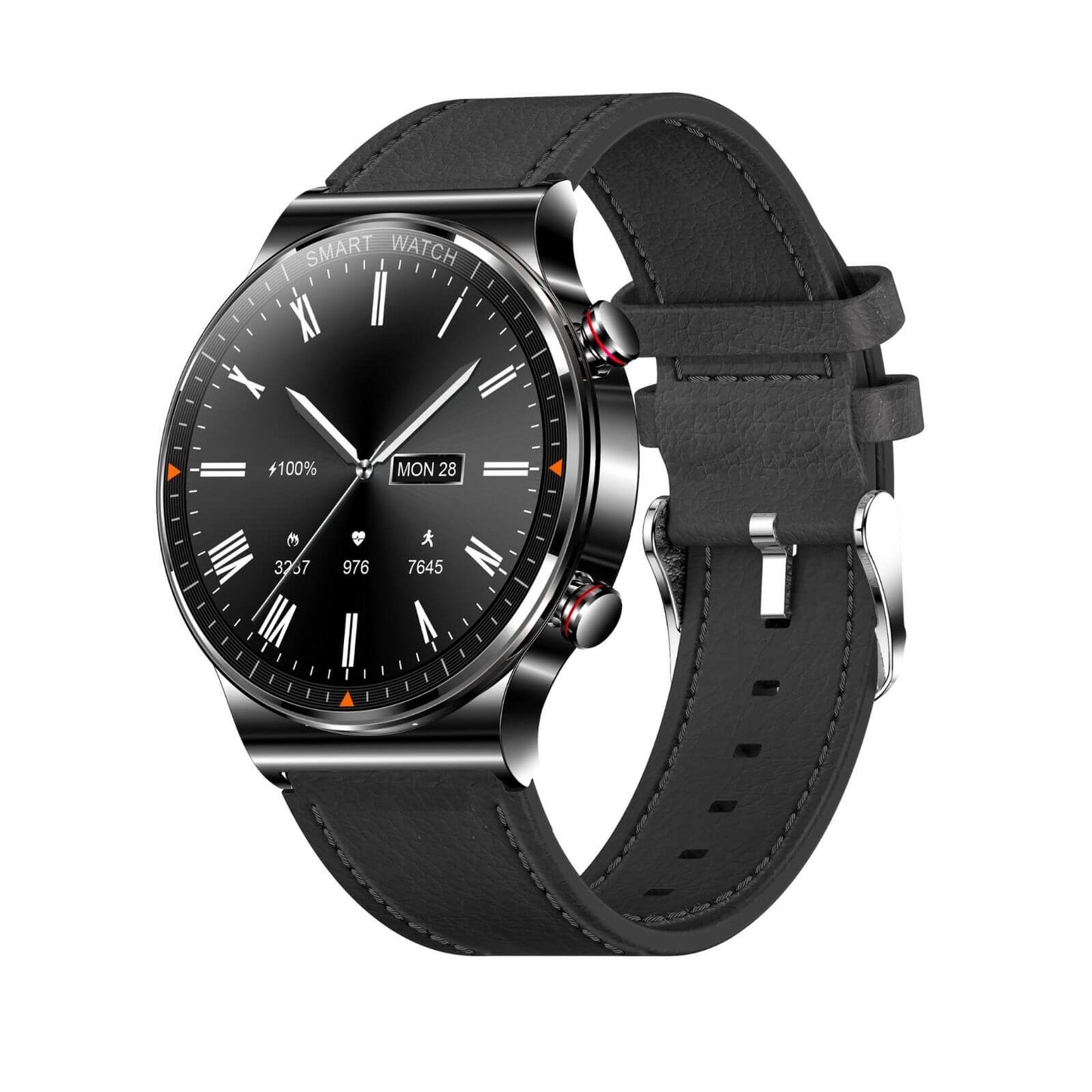 Black Smart Watch Leather Strap-Christmas Gift
