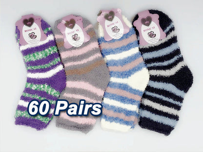 WHOLESALE - (60 Pairs) Soft & Warm Fleece Socks