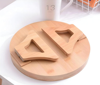 25cm Round Wooden Clip-On Foldable Sofa Arm Tray