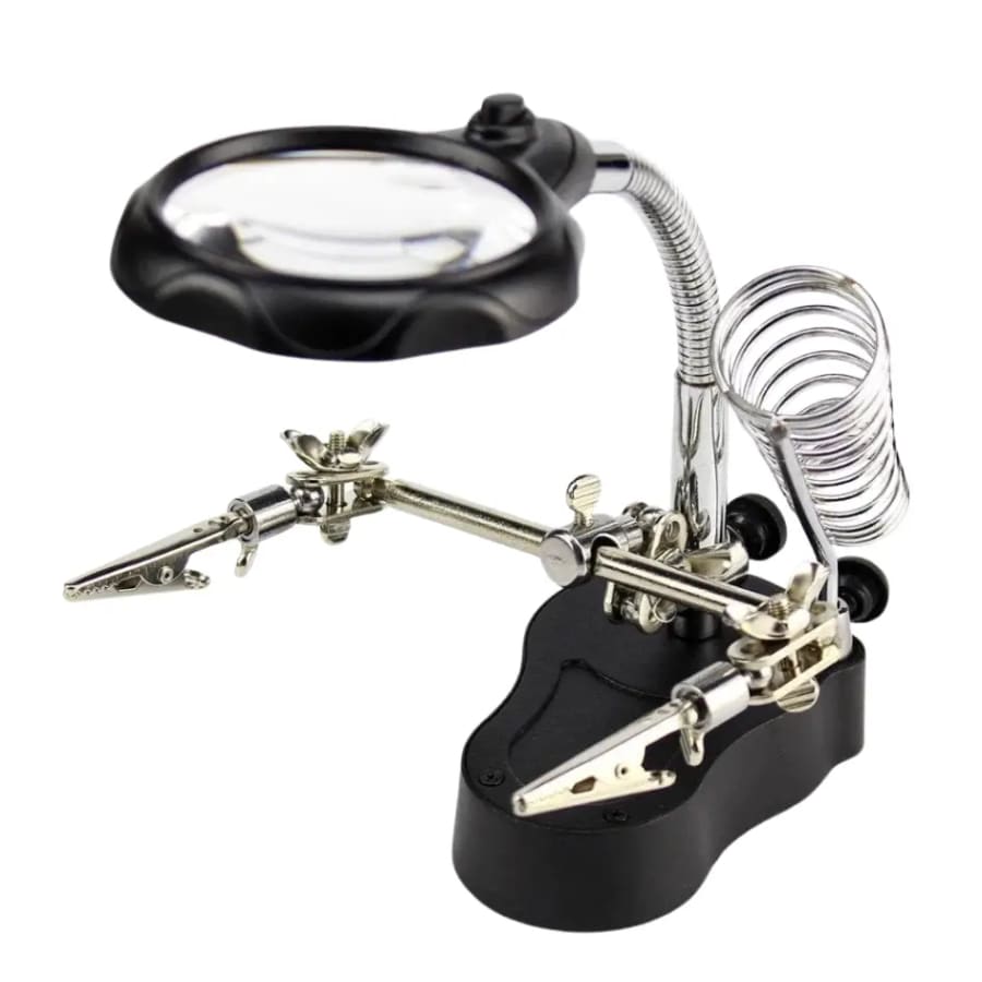 Soldering Iron Stand with Clamp, Magnifying Glass & Lights