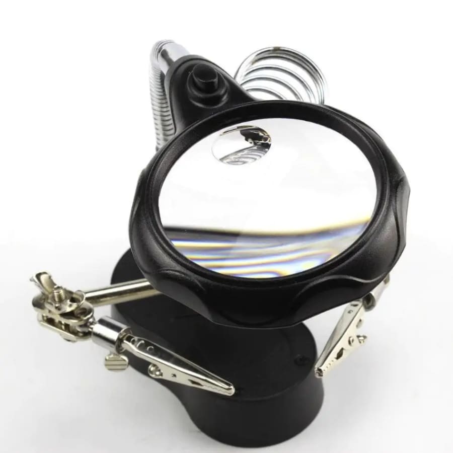 Soldering Iron Stand with Clamp, Magnifying Glass & Lights