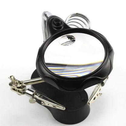 Soldering Iron Stand with Clamp, Magnifying Glass & Lights