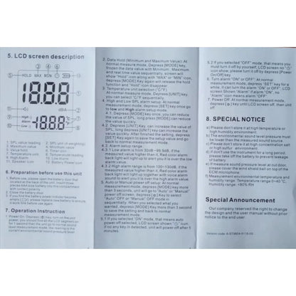 Sound Level Noise Meter - Decibel Measurement 30-130dB