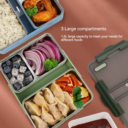 Insulated 316 Stainless Steel Kids Bento Lunch Box 1.6L- Green