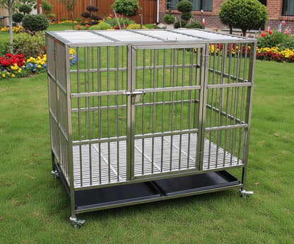 Collapsible Stainless Steel Pet Cage 110CM X - Large with Wheels