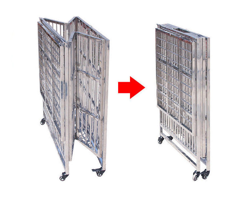 Collapsible Stainless Steel Pet Cage 124CM XX - Large with Wheels