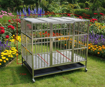 Collapsible Stainless Steel Pet Cage 124CM XX - Large with Wheels