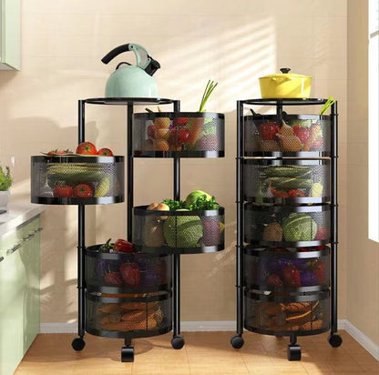 5-Tier Kitchen storage rack floor-standing removable round storage rack