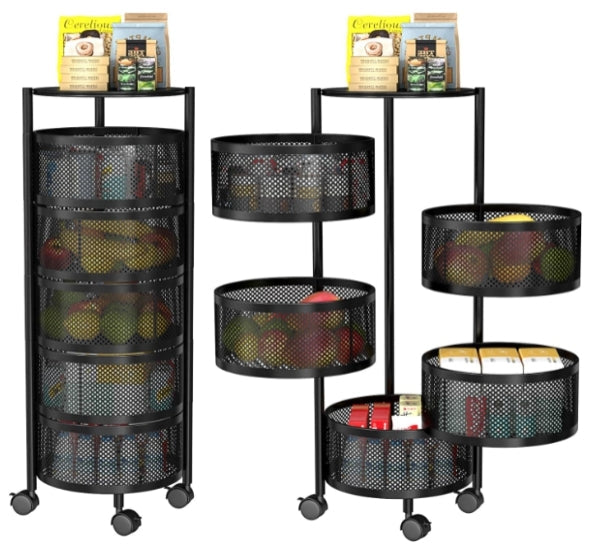 5-Tier Kitchen storage rack floor-standing removable round storage rack
