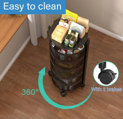 5-Tier Kitchen storage rack floor-standing removable round storage rack