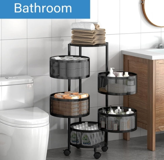 5-Tier Kitchen storage rack floor-standing removable round storage rack