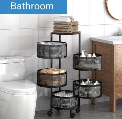 5-Tier Kitchen storage rack floor-standing removable round storage rack