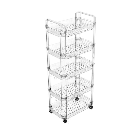 5 Tier Acrylic Clear Rolling Storage Cart on Wheels Rolling Utility carts Organization Cart