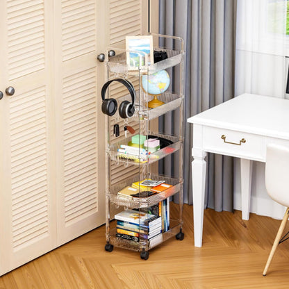 5 Tier Acrylic Clear Rolling Storage Cart on Wheels Rolling Utility carts Organization Cart