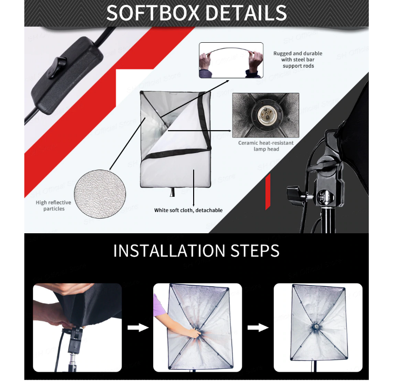 Softbox Lighting Kit Professional Studio Photography Light Kit