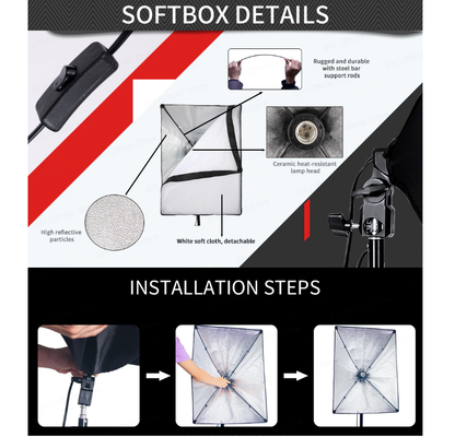 Softbox Lighting Kit Professional Studio Photography Light Kit