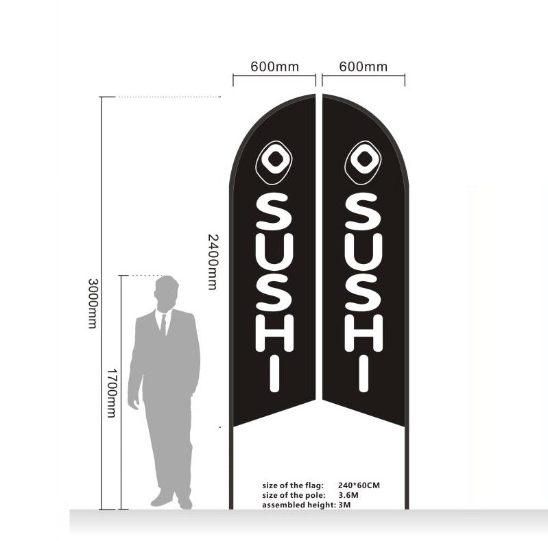 'SUSHI' 3.4m Ground Drill/SET Commercial Feather Banner Flag