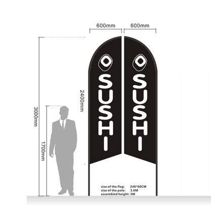 'SUSHI' 3.4m Ground Drill/SET Commercial Feather Banner Flag