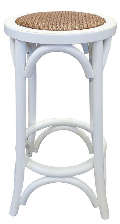 Online8 Rattan Seated Barstool - Antique White Table & Bar Stools