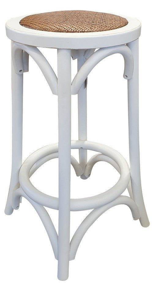 Online8 Rattan Seated Barstool - Antique White Table & Bar Stools