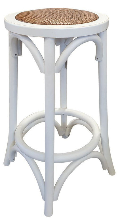 Online8 Rattan Seated Barstool - Antique White Table & Bar Stools