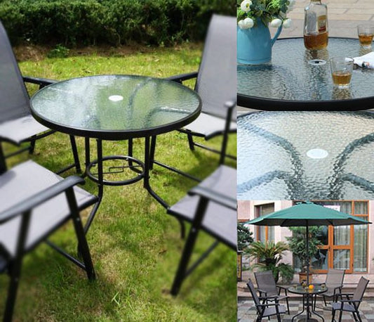 80CM Quality Tempered Glass Round Garden Table