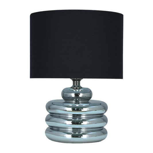 Tampico Table Lamp - Chrome + Black Shade at online8 furniture store Auckland