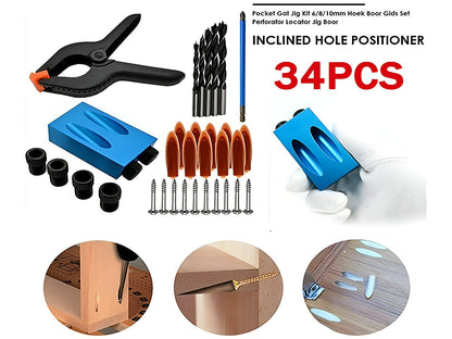 Pocket Hole Jig Kit Dowel Drill Joinery Kit 34PCS
