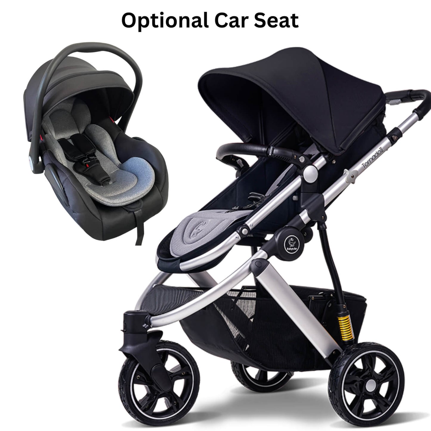 Three Wheels High Landscape Baby Stroller-Black