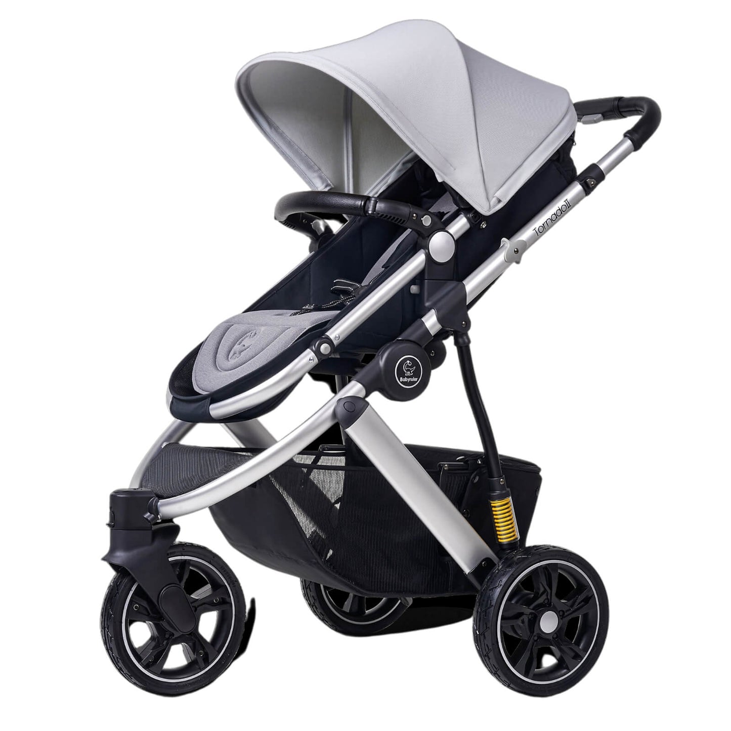 Three Wheels Baby Stroller with All Accessories-Preium Grey