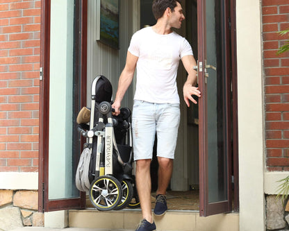 Three Wheels High Landscape Baby Stroller-Black