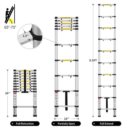 Ladder Telescopic Aluminium Extension Ladder 2.9m
