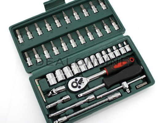 46-Piece Screwdriver Drive Socket & Bit Combination Auto Repairing & Household