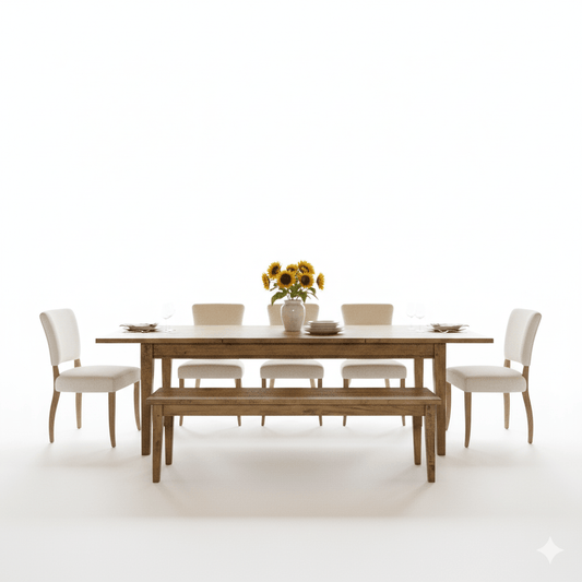 Toulouse Extendable Dining Suite – Smokehouse Rustic Light at online8 furniture store Auckland