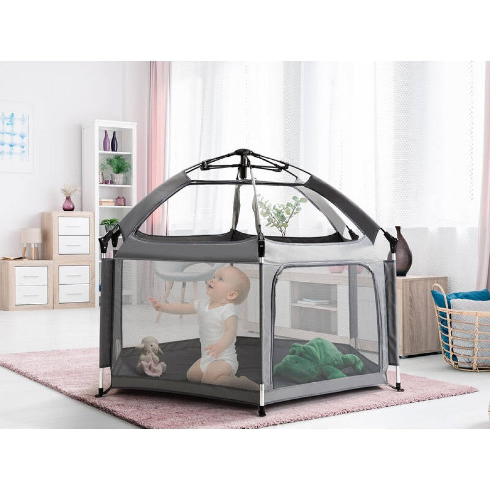 Baby Playpen Kids Tent Carrying Bag Portable Play Yard Toddlers (Grey)