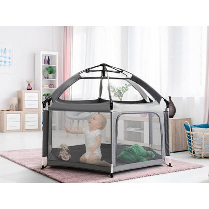 Baby Playpen Kids Tent Carrying Bag Portable Play Yard Toddlers (Grey)