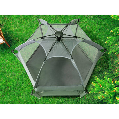Baby Playpen Kids Tent Carrying Bag Portable Play Yard Toddlers (Grey)