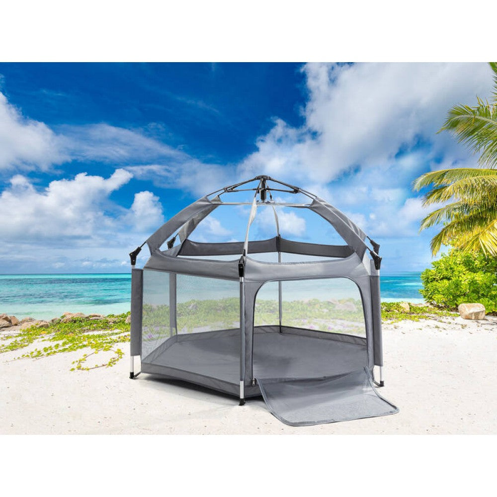 Baby Playpen Kids Tent Carrying Bag Portable Play Yard Toddlers (Grey)