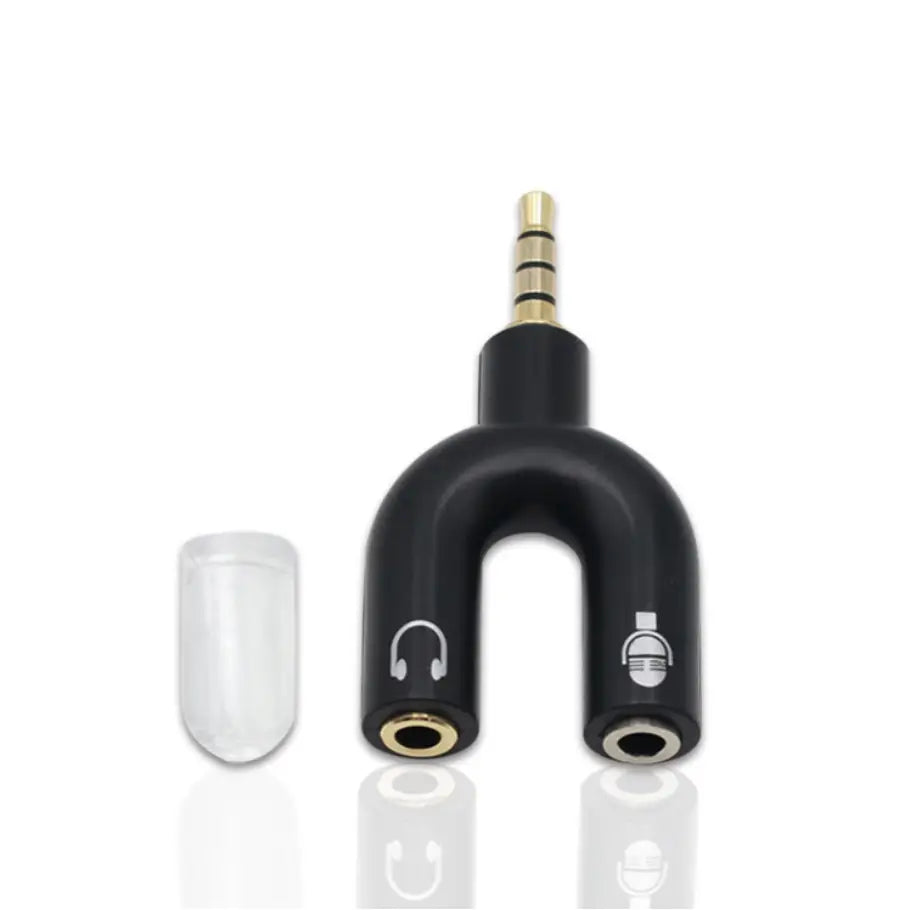 U-Type Dual 3.5mm Headphone Audio Splitter Adapter for Mobile Phone & Headset