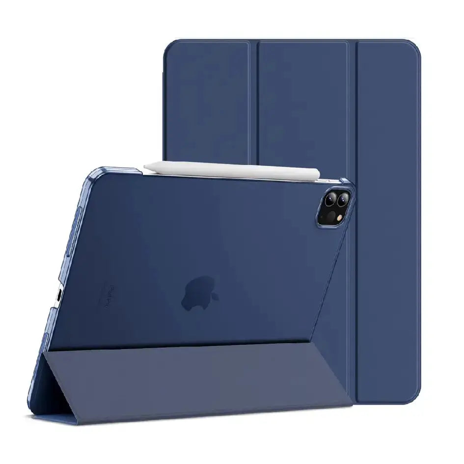 Ultra-Thin PU Leather Magnetic Case with Pencil Holder for iPad Pro 11 2024/2025 – Full Body Protective Folio Cover (Blue)